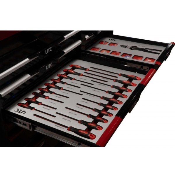 Profesionalus XXXL įrankių vežimėlis, 12 stalčių, 258 įrankiai, UTC